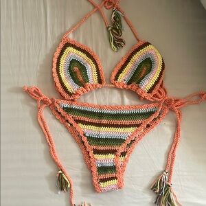 Fashion Nova Multicolor Crochet Bikini Set